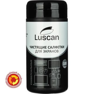 Туба с влажными чистящими салфетками для экранов Luscan, 130*200 мм, 100 шт/туба / Чистящие средства для оргтехники