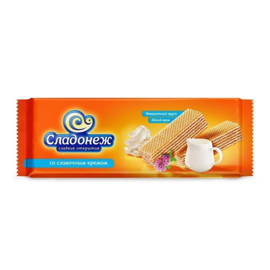 Вафли Сладонеж, со сливочным кремом, 270 гр / Печенье, вафли, крекеры