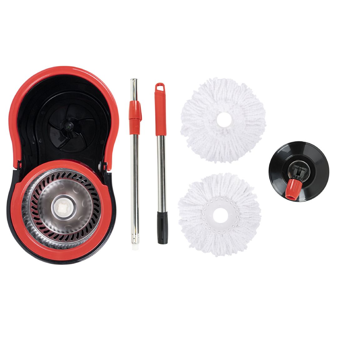 Комплект для уборки Laima, ведро 7/5 л двухкамерное с отжимом + швабра, красно-черный / Швабры и комплекты №3