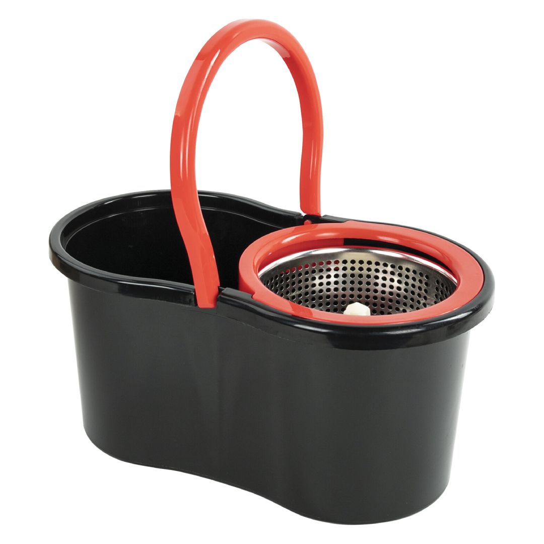 Комплект для уборки Laima, ведро 7/5 л двухкамерное с отжимом + швабра, красно-черный / Швабры и комплекты №2