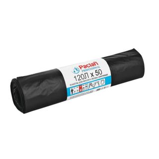 Мешки для мусора Paclan "Professional" на 120 л, 50 шт. в рулоне, черные / Пакеты для мусора