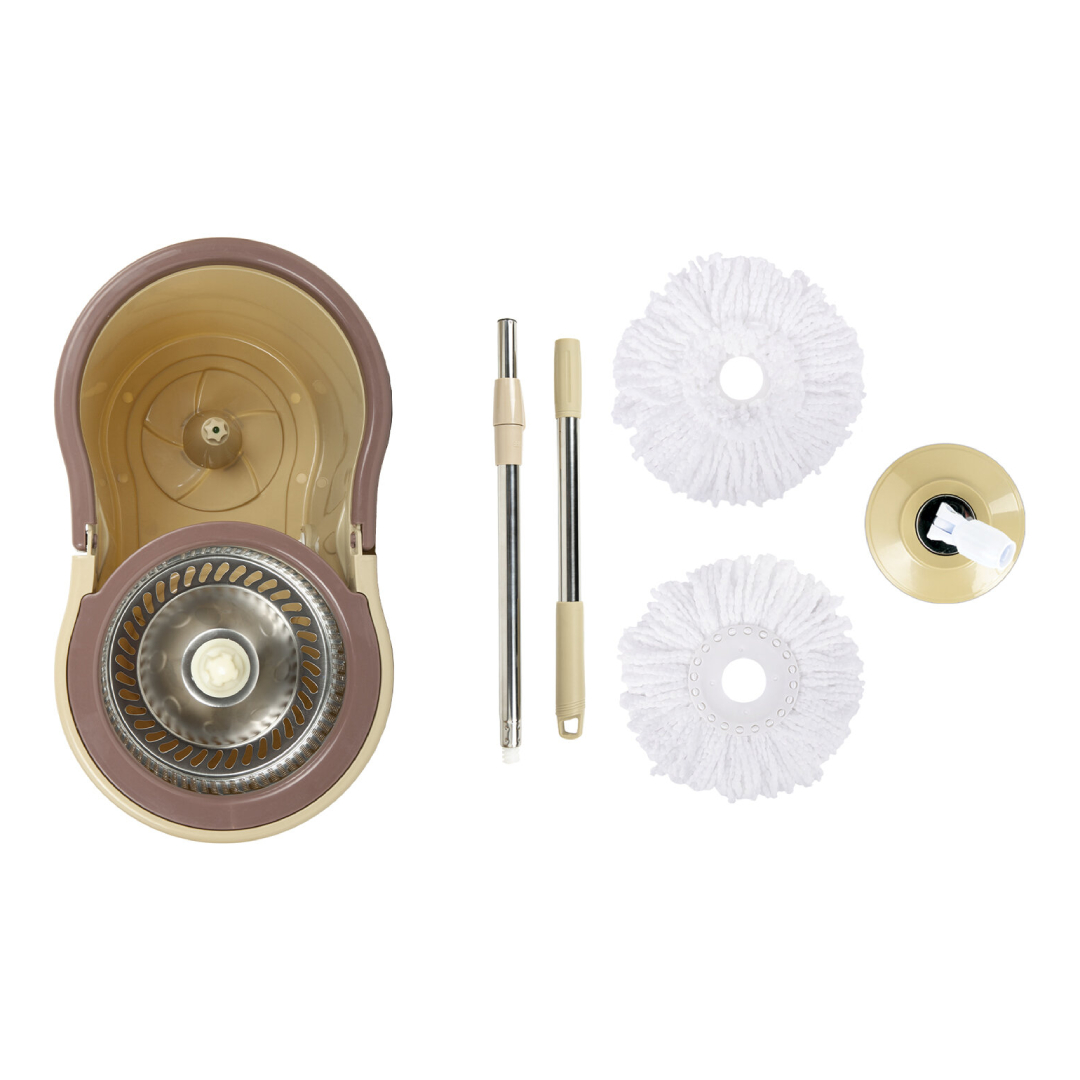 Комплект для уборки Laima, ведро 7/5 л двухкамерное с отжимом + швабра, бежевый / Швабры и комплекты №2