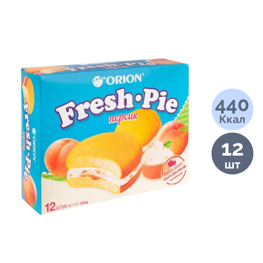 Бисквит Orion "Fresh Pie Персик", 300 гр, 12 штук в коробке / Печенье, вафли, крекеры