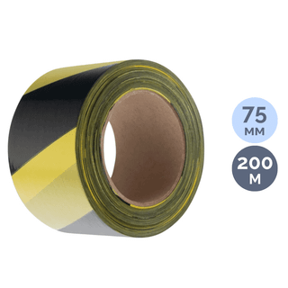 Сигнальная лента Сибртех, ширина ленты 75 мм, длина намотки 200 м, черно-желтая / Монтажные и специальные ленты
