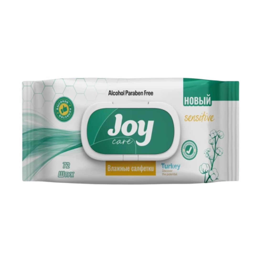 Салфетки влажные Joy, 72 штуки в упаковке / Салфетки влажные косметические