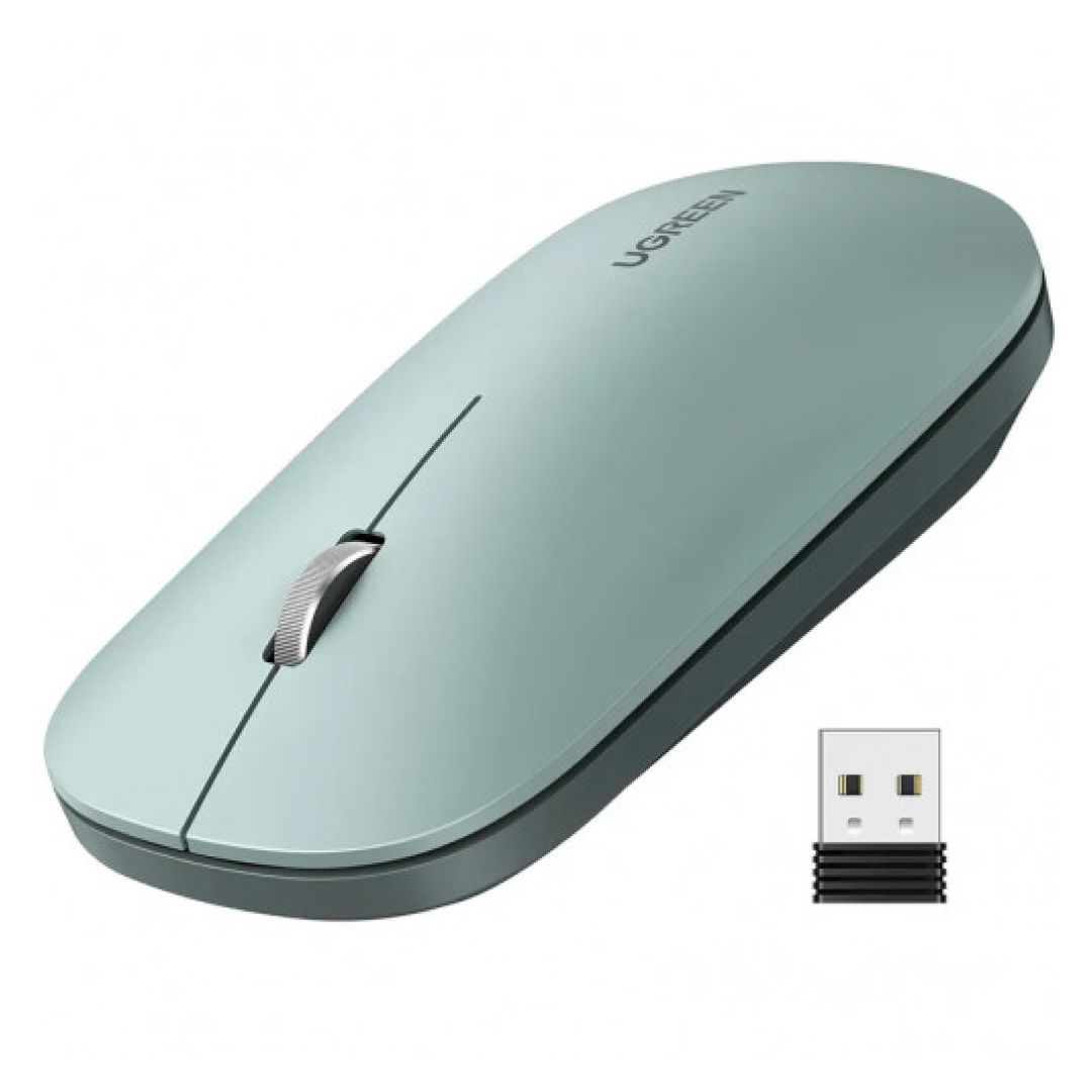 Мышь беспроводная Ugreen MU001, USB, 3 кнопки, 4000 dpi, оптическая, зеленая / Мыши беспроводные