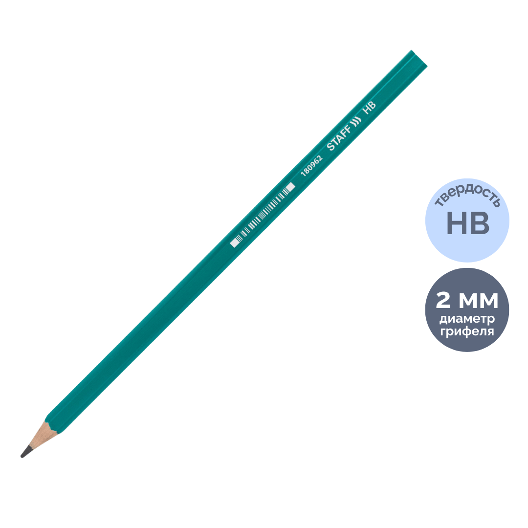 Карандаш чернографитный Staff "Everyday" HB, пластиковый, заточенный без ластика / Карандаши чернографитные