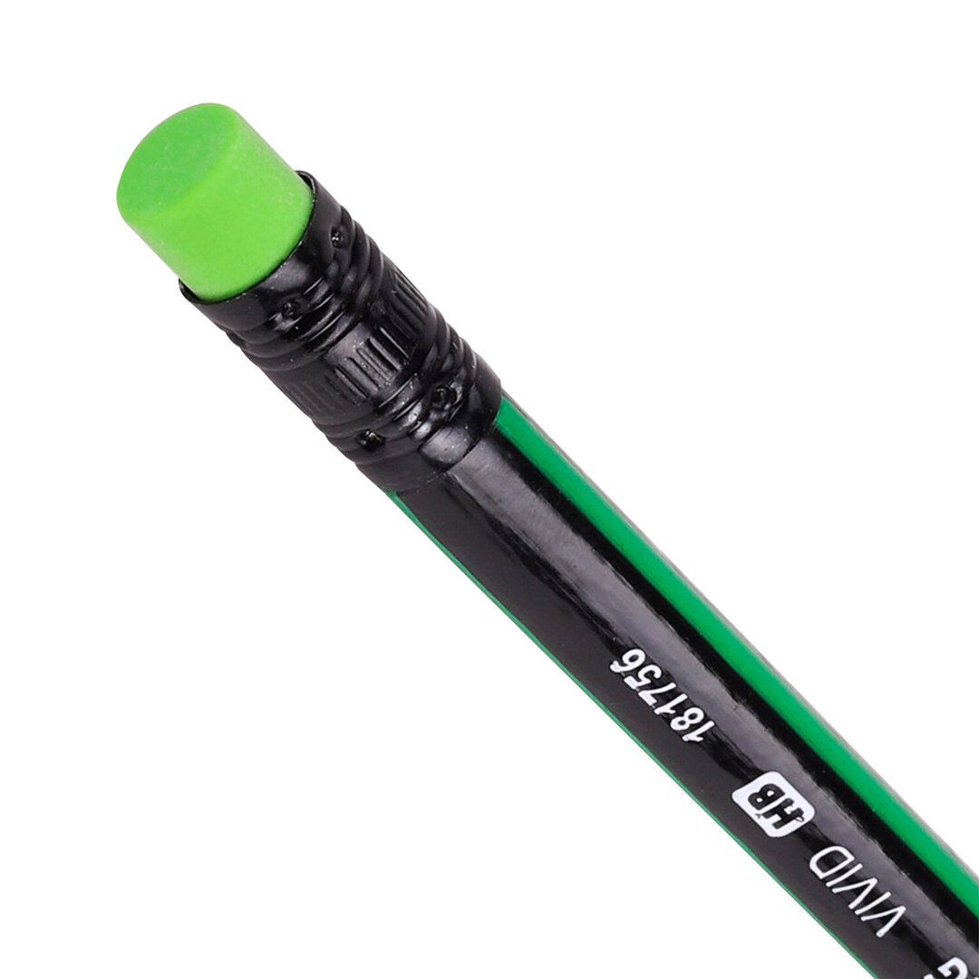 Карандаш чернографитный Brauberg "Vivid" HB, деревянный, заточенный c ластиком, ассорти / Карандаши чернографитные №2