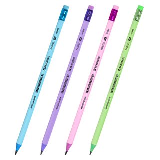 Қара графитті қарындаш Brauberg "Pastel" HB, пластик, үшкірленген өшіргішпен / Қара графитті қарындаштар