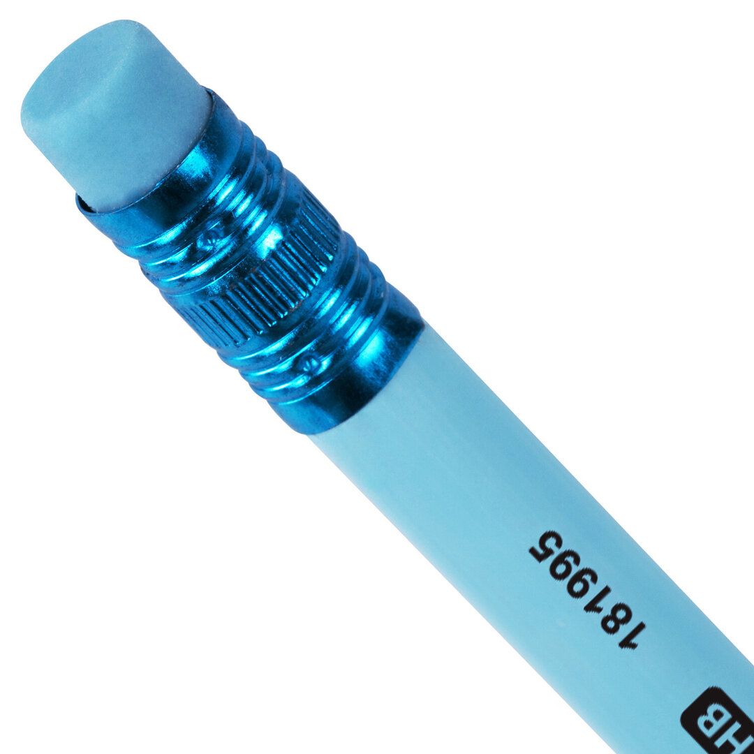 Карандаш чернографитный Brauberg "Pastel" HB, пластиковый, заточенный c ластиком, ассорти / Карандаши чернографитные №4