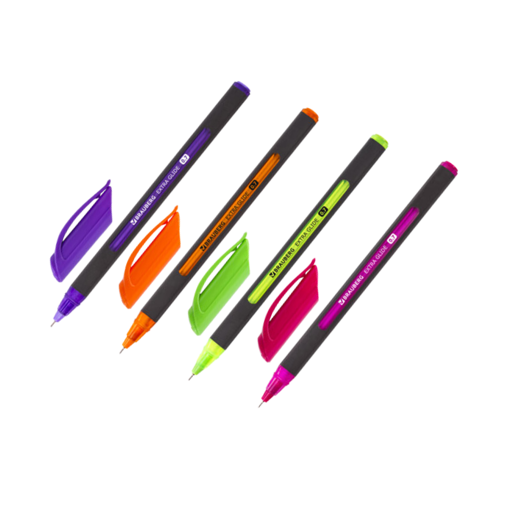 Шарлы қалам Brauberg "Extra Glide Soft Color", 0,7 мм, көк, корпусы ассорти, баға бір дана үшін / Автоматты емес шарлы қаламдар №2
