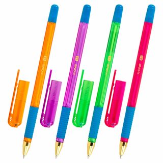 Ручка шариковая Brauberg "X-One Neon", 0,5 мм, синяя, корпус ассорти, цена за штуку / Ручки шариковые неавтоматические