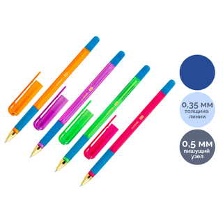 Ручка шариковая Brauberg "X-One Neon", 0,5 мм, синяя, корпус ассорти, цена за штуку / Ручки шариковые неавтоматические