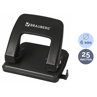 25 параққа дейінгі тескіш Brauberg "Classic", металл, қара / 35 параққа дейінгі тескіштер