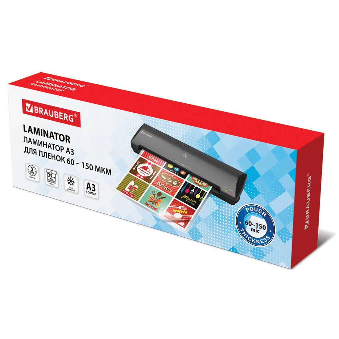 Ламинатор Brauberg Nano Plus, A3 формат, 150 мкм, 250 мм/мин, черный / Ламинаторы №7
