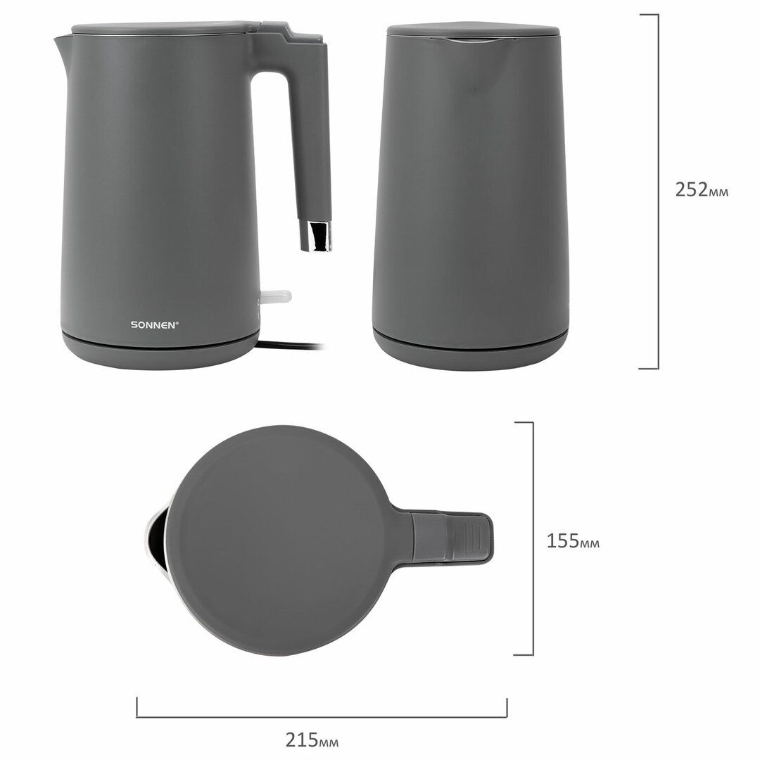 Электрлік шәйнек Sonnen KT-8719G, 1,5 л, графит түсті / Шәйнектер №2
