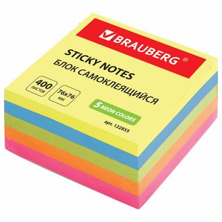 Өздігінен жабысатын блок 76*51 мм, Brauberg "Neon", сары, 90 парақ / Өзі жабысатын блоктар
