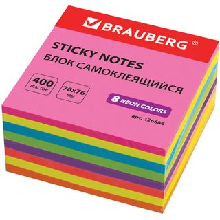 Өздігінен жабысатын блок 76*51 мм, Brauberg "Neon", сары, 90 парақ / Өзі жабысатын блоктар