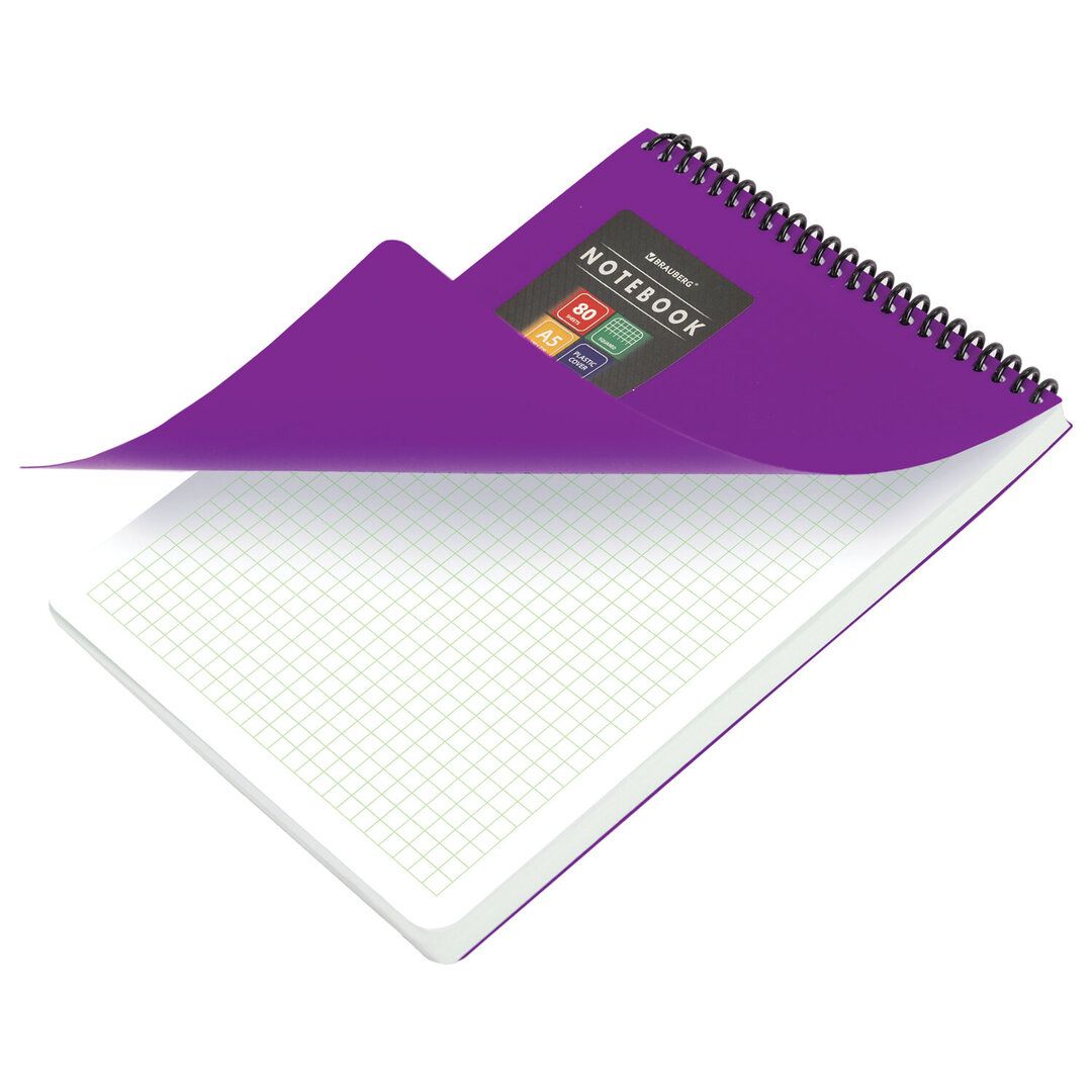 Блокнот Brauberg "Metropolis", А5, 80 парақ, шиыршықта, тор көз, күлгін / Блокноттар №2 oe.kz Блокнот Brauberg "Metropolis", А5, 80 парақ, шиыршықта, тор көз, күлгін / Блокноттар №2