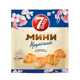 7 Days "Қоюландырылған сүт" мини-круассандары, 265 гр / Печенье, вафлилер, крекерлер