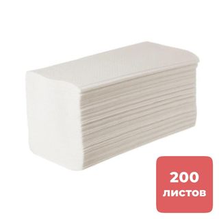 Полотенца бумажные CleanHouse, 200 шт, 2-х слойные, 21*21 см, Z-сложение, белые, 20 шт/упак / Полотенца для диспенсеров