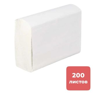 Полотенца бумажные CleanHouse Standart, 200 шт, 2-х слойные, 21*23 см, Z-сложение, белые, 20 шт/упак / Полотенца для диспенсеров