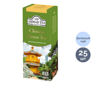 Шай Ahmad Chinese Green Tea, жасыл шай, 25 қалташа / Қалташалардағы шай