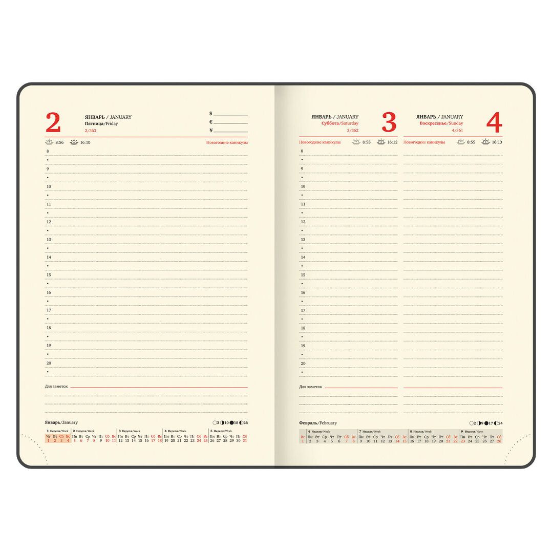 Ежедневник датированный Brauberg "Imperial", 2026 г, А5, 168 л, кожзам, черный / Ежедневники датированные №11