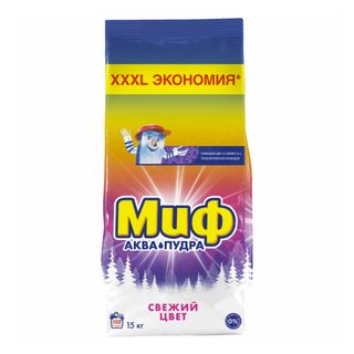 Стиральный порошок Миф Автомат "Свежий цвет", 15 кг, мягкая упаковка / Стиральные порошки