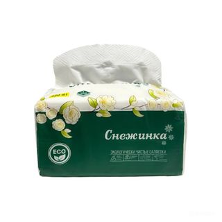 Салфетки бумажные Снежинка, 6-ти слойные, 6 шт/упак, белые / Салфетки бумажные