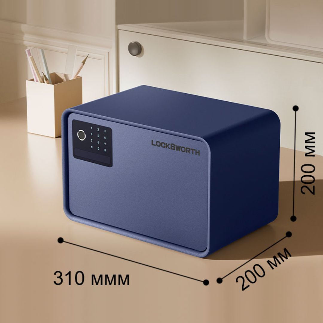 Сейф LockSworth "VS4528BL", биометрический + электронный код + ключ, 200*310*200 мм, 4 кг, синий / Сейфы №4