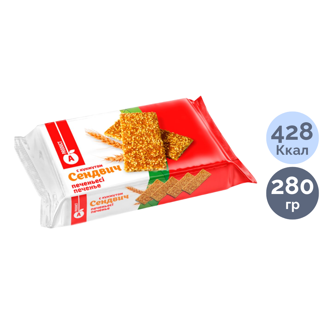 Печенье A-Product "Сендвич с кунжутом", 280 гр / Печенье и пряники