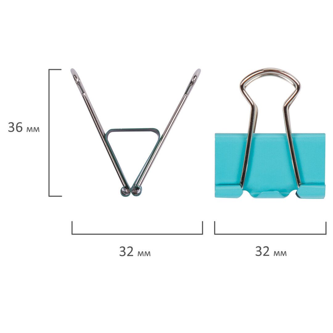 Зажимы для бумаг Staff "Profit", 32 мм, 12 шт., цветные / Зажимы для бумаг №2