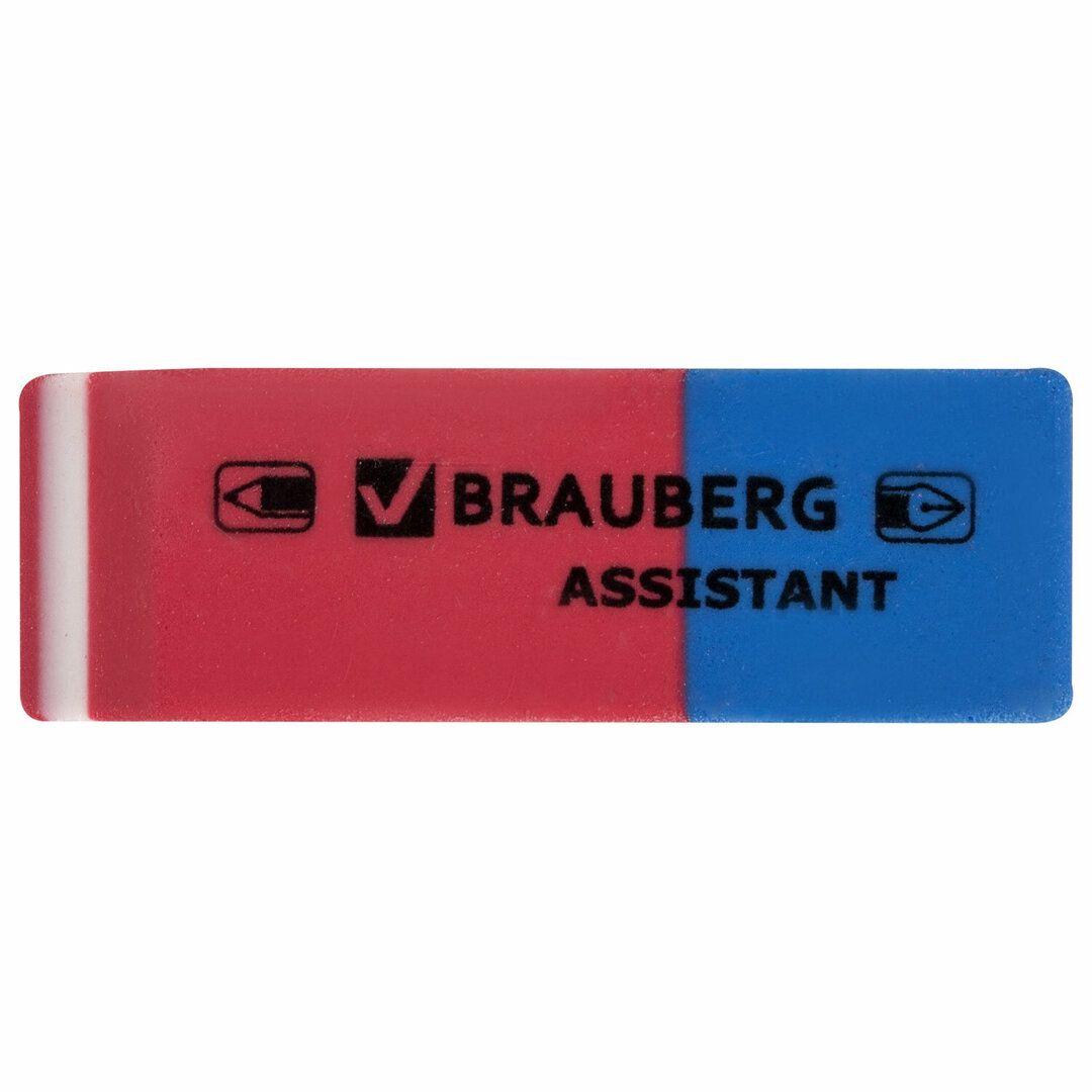 Ластик Brauberg "Assistant 80", скошенный, 41*14*8 мм, красно-синий, цена за штуку / Ластики №2