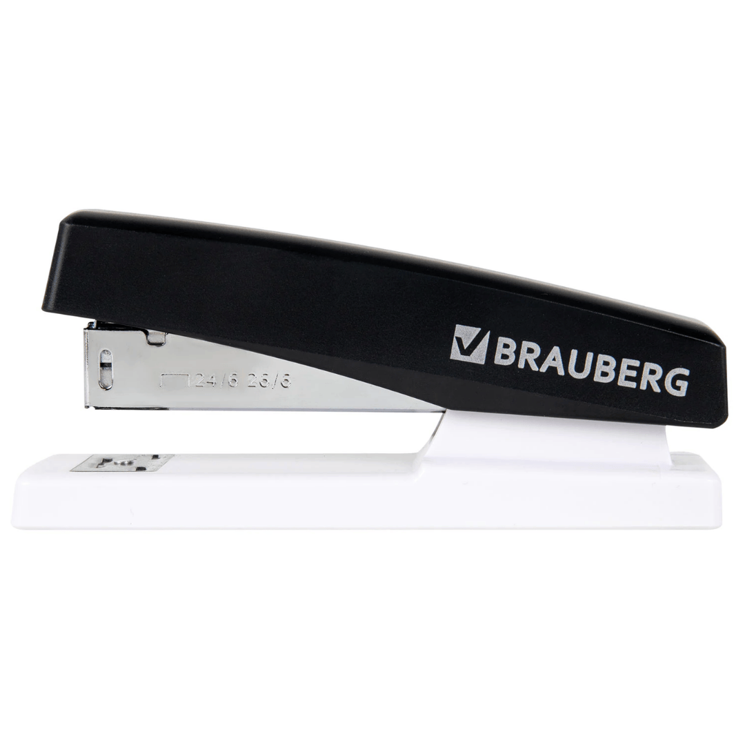 Степлер сшивает до 30 листов, Brauberg "Style Max", №24/6, 26/6, пластиковый, черный / Степлеры №2
