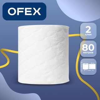 Полотенца бумажные Ofex "Великан", 2-х слойные, 80 м, белые / Полотенца бытовые