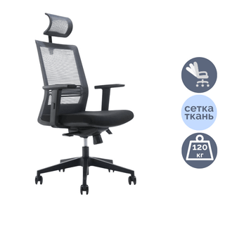 Кресло для руководителя Volson Review "6042A", ткань, сетка, черный / Кресла для руководителей