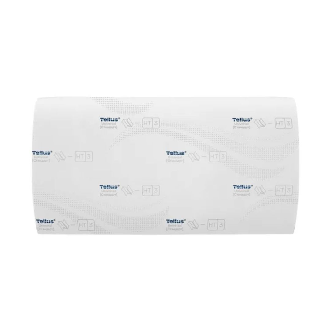 Полотенца бумажные Tellus "Singlefold", 250 шт, 1-слойные, 23*23 см, сложение V, белые / Полотенца для диспенсеров