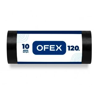 Мешки для мусора Ofex на 120 л, 10 шт. в рулоне, черные / Пакеты для мусора