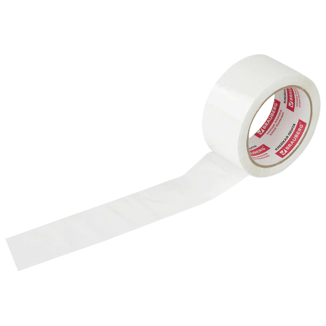 Клейкая лента Brauberg, ширина ленты 48 мм, длина намотки 66 м, толщина 45 мкр, белая / Упаковочные и малярные ленты №2