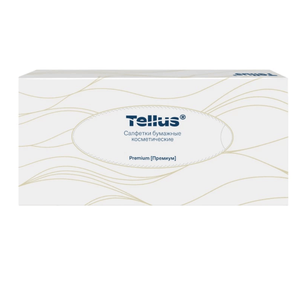 Салфетки Tellus, 2-х слойные, 100 шт., размер листа 20,8*19 см, в картонном боксе, белые / Салфетки бумажные