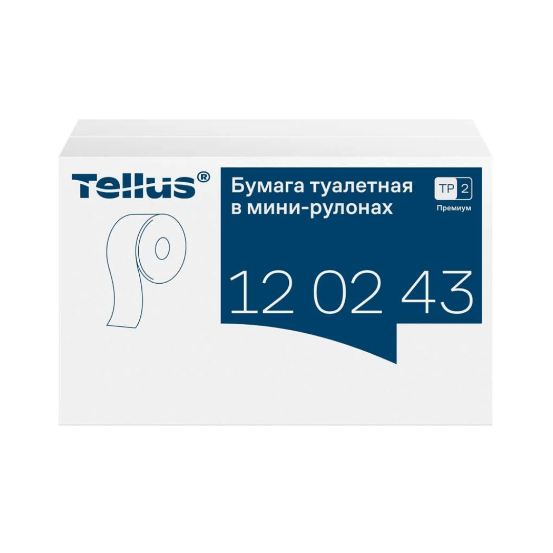 Туалетная бумага рулонная Tellus "Premium", 170 метров, 2-х слойная, белая / Бумага туалетная профессиональная №2