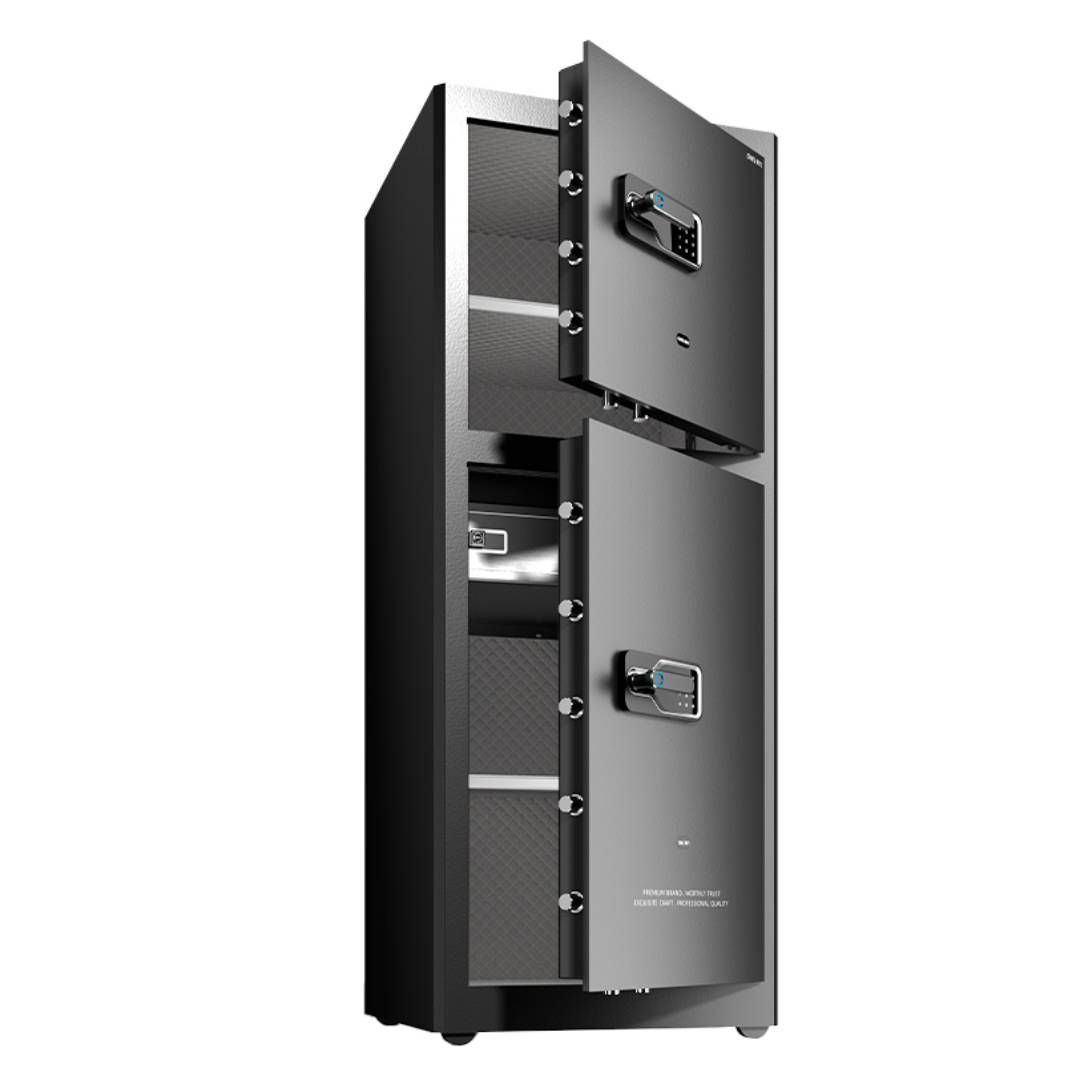 Сейф Deli "AE138", биометрический + электронный код + ключ, 590*560*1500 мм, 93,5 кг, черный / Сейфы