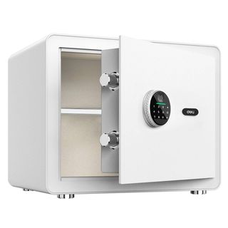 Сейф мебельный Deli "ET633", биометрический + электронный код + ключ, 350*250*250 мм, 8,5 кг, белый / Сейфы