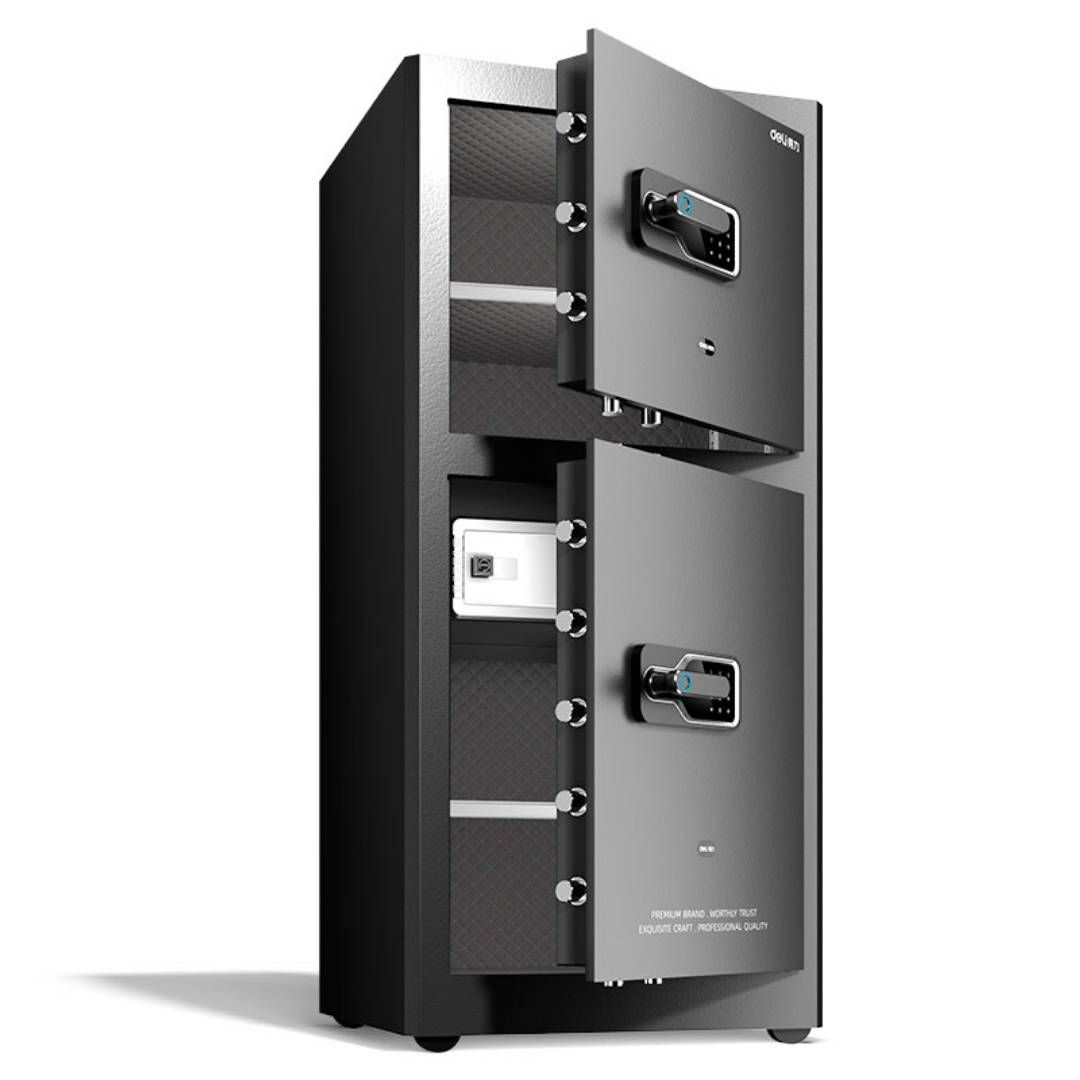 Сейф Deli "AE132", биометриялық + электронды код + кілт, 800*480*420 мм, 45 кг, қара / Сейфтер