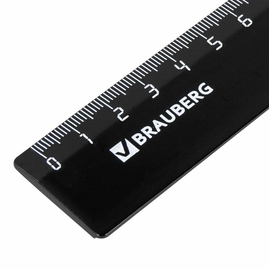 Линейка Brauberg, длина 30 см, пластиковая, черная, цена за штуку / Линейки №3