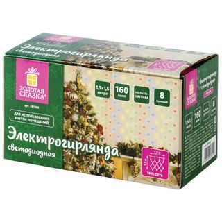 Жарықдиодты гирлянда Золотая сказка "Шымылдық", өлшемі 3*2 м, 306 диод, жылы ақ / Сыйлықтар мен кәдесыйлар