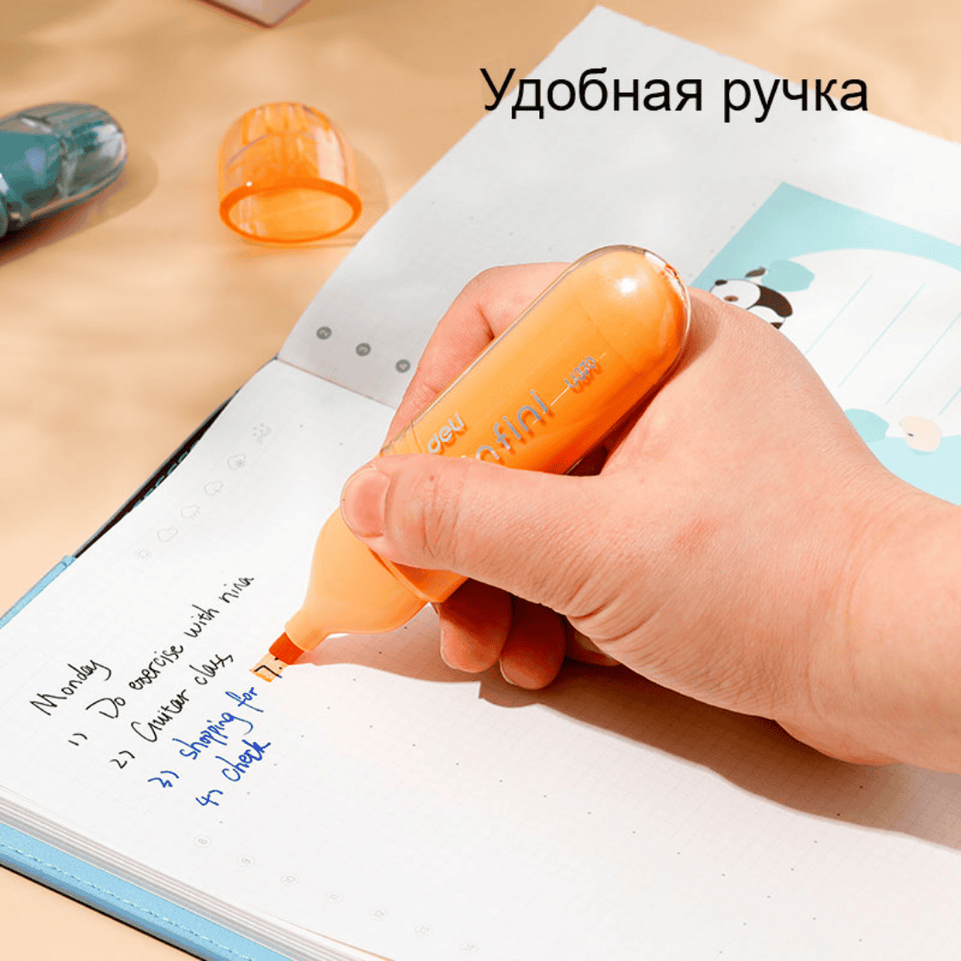 Набор текстмаркеров Deli "Linfini", скошенный наконечник 1-5 мм, 4 цвета / Текстовыделители №3