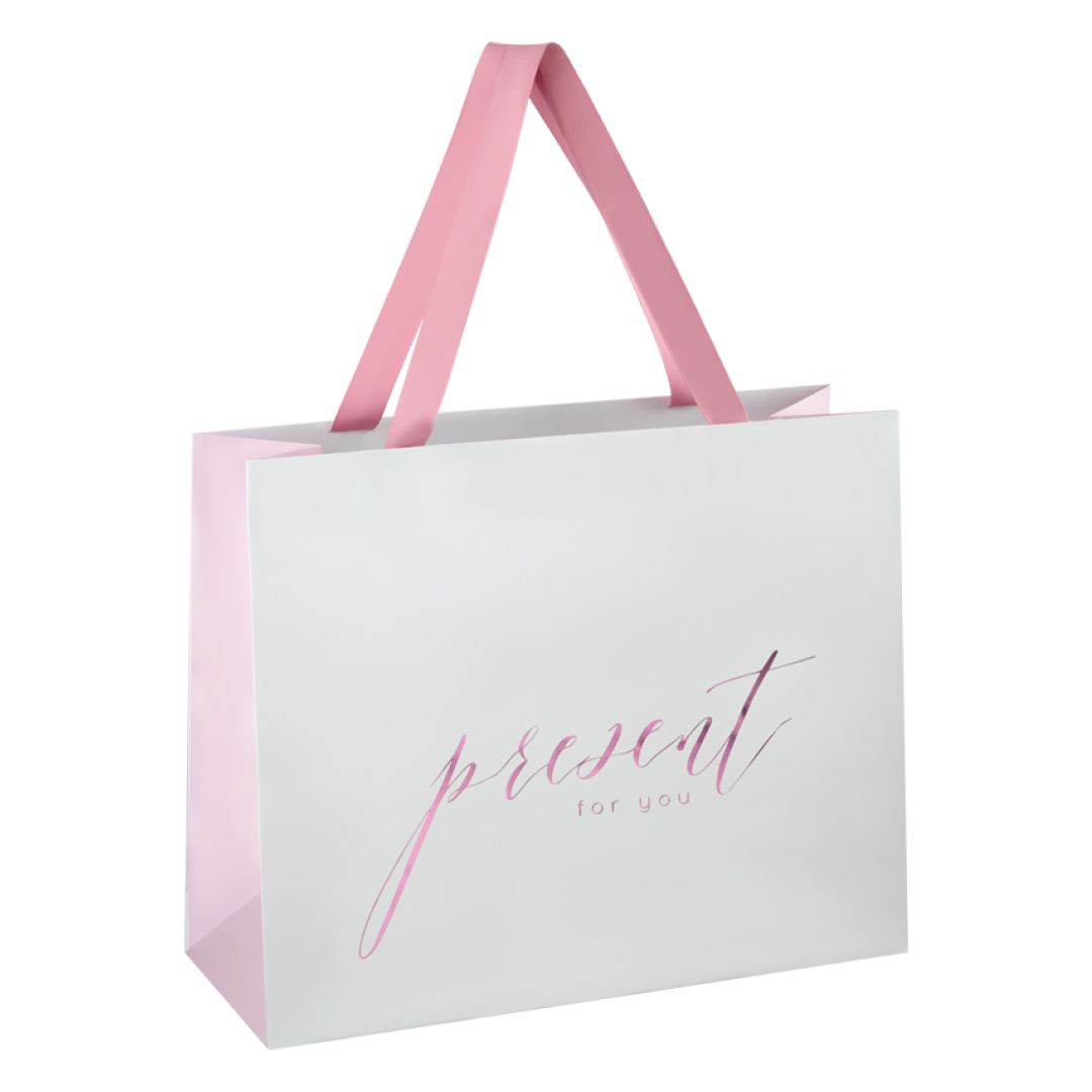 Пакет подарочный Meshu "Tender Present Pink", размер 32*26*12 см, матовая ламинация / Упаковка подарков