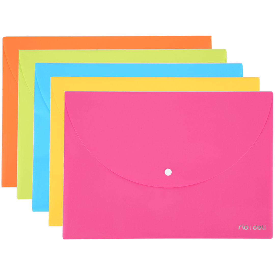 Батырмасы бар конверт-папка Стамм, A4, 150 мкм, мөлдір, сары / Батырмадағы конверт папкалар №3